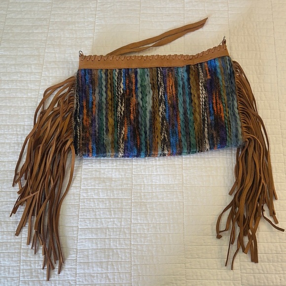 Leather Tassel Western Cowgirl Bohemian Fringe Shoulder Bag / Clutch - Picture 7 of 7